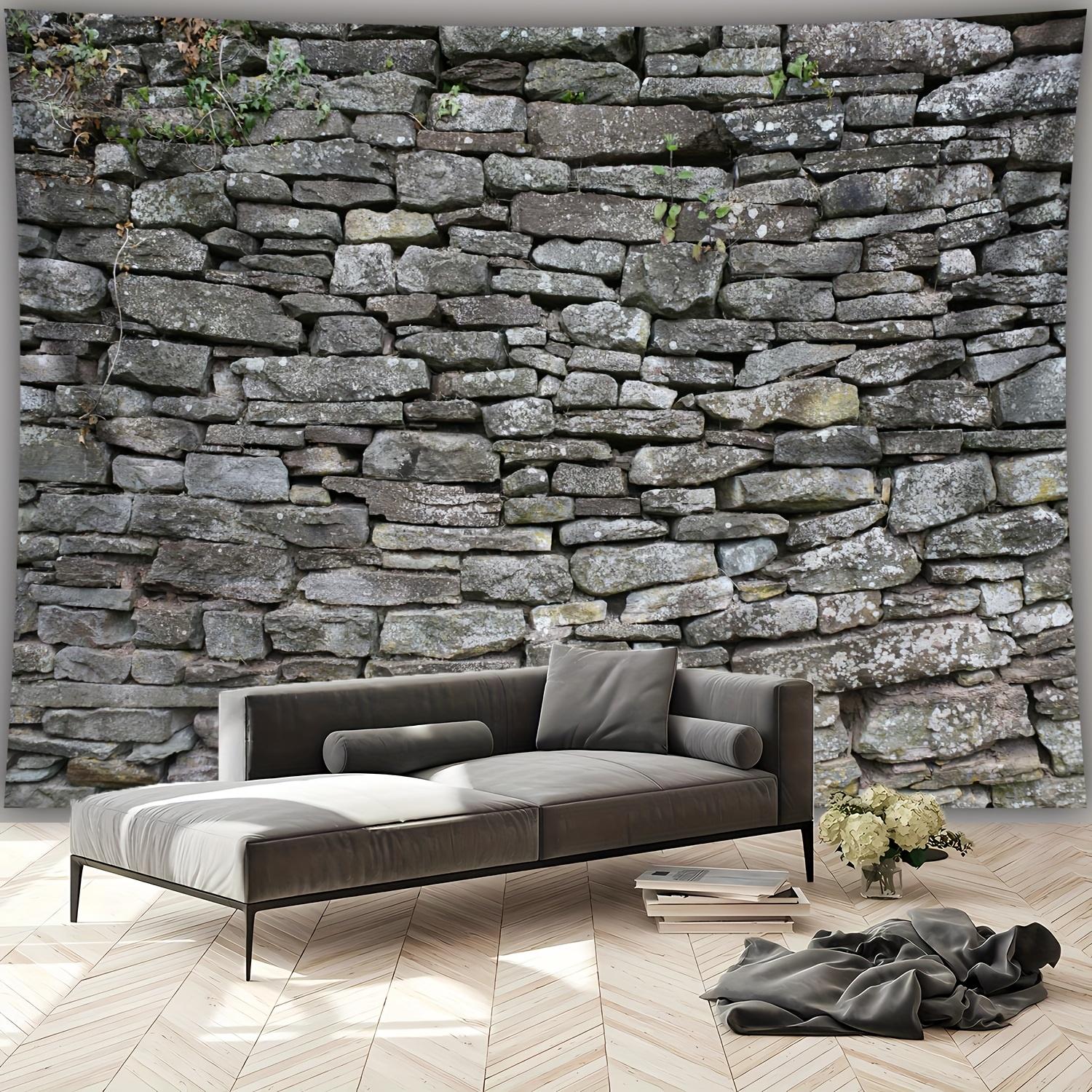 Timeless Rustic Elegance Wall Tapestry For Living Room Decor, Featuring A Stunningly Realistic Depiction Of An Ancient Stone 100x150cm