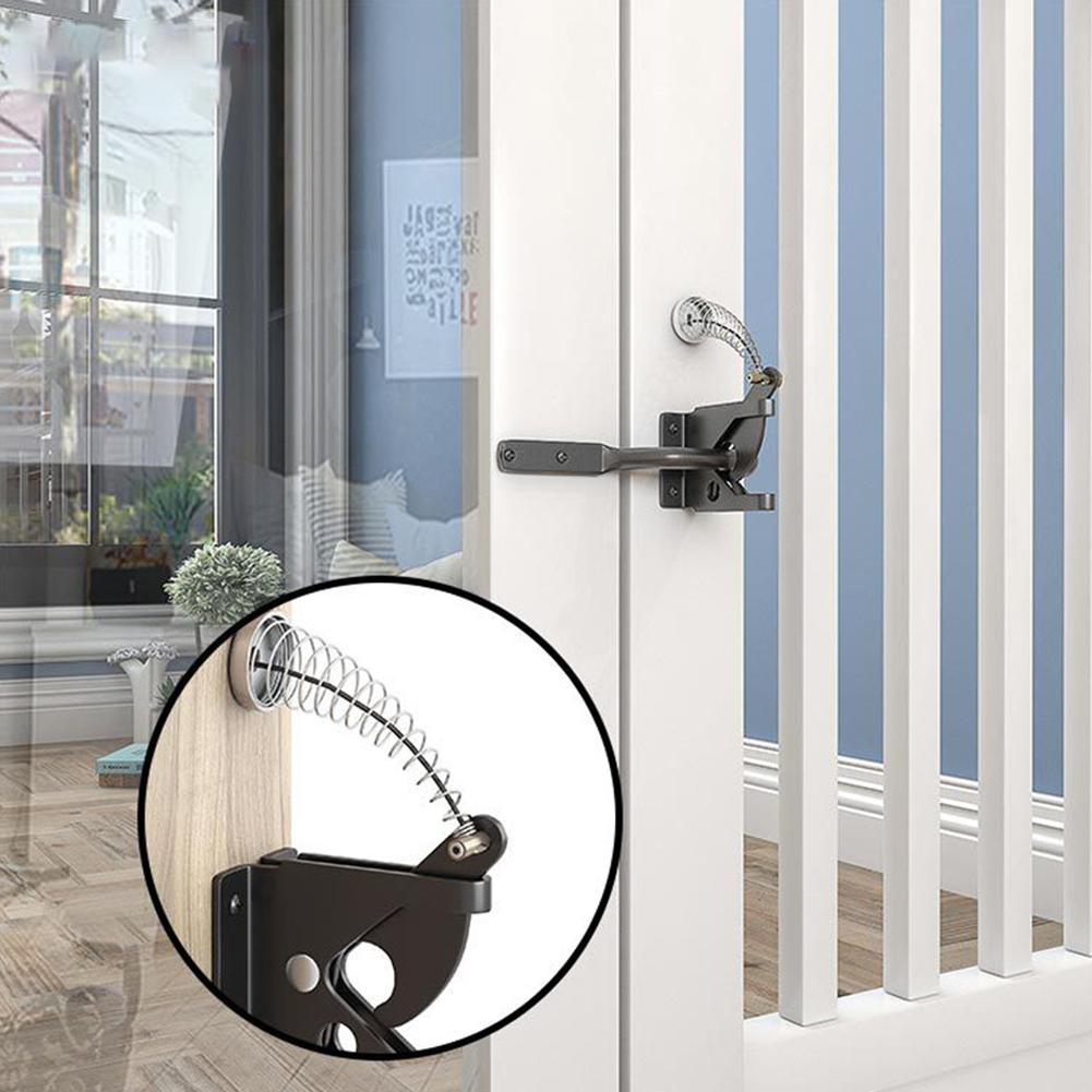Latch Gate Latch Gate Cable Pull Self Locking Spring Adjustable Black Carbon Steel Gravity Latch Multifunction