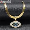 1Pc Vintage Cristal Evil Demon Eye Gargantilha Colares para Mulheres Aço Inoxidável Banhado A Ouro Colares Jóias colares