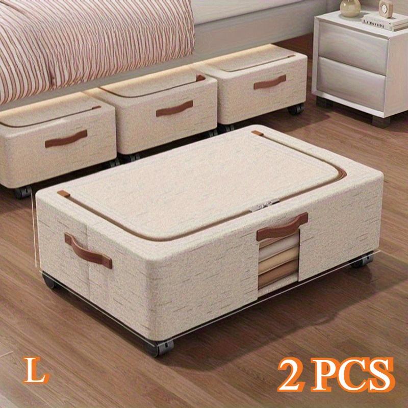Úložný box pod postel s kolečky Skládací Kontejner na oblečení z lněné látky s víkem Velká kapacita pro ložnici