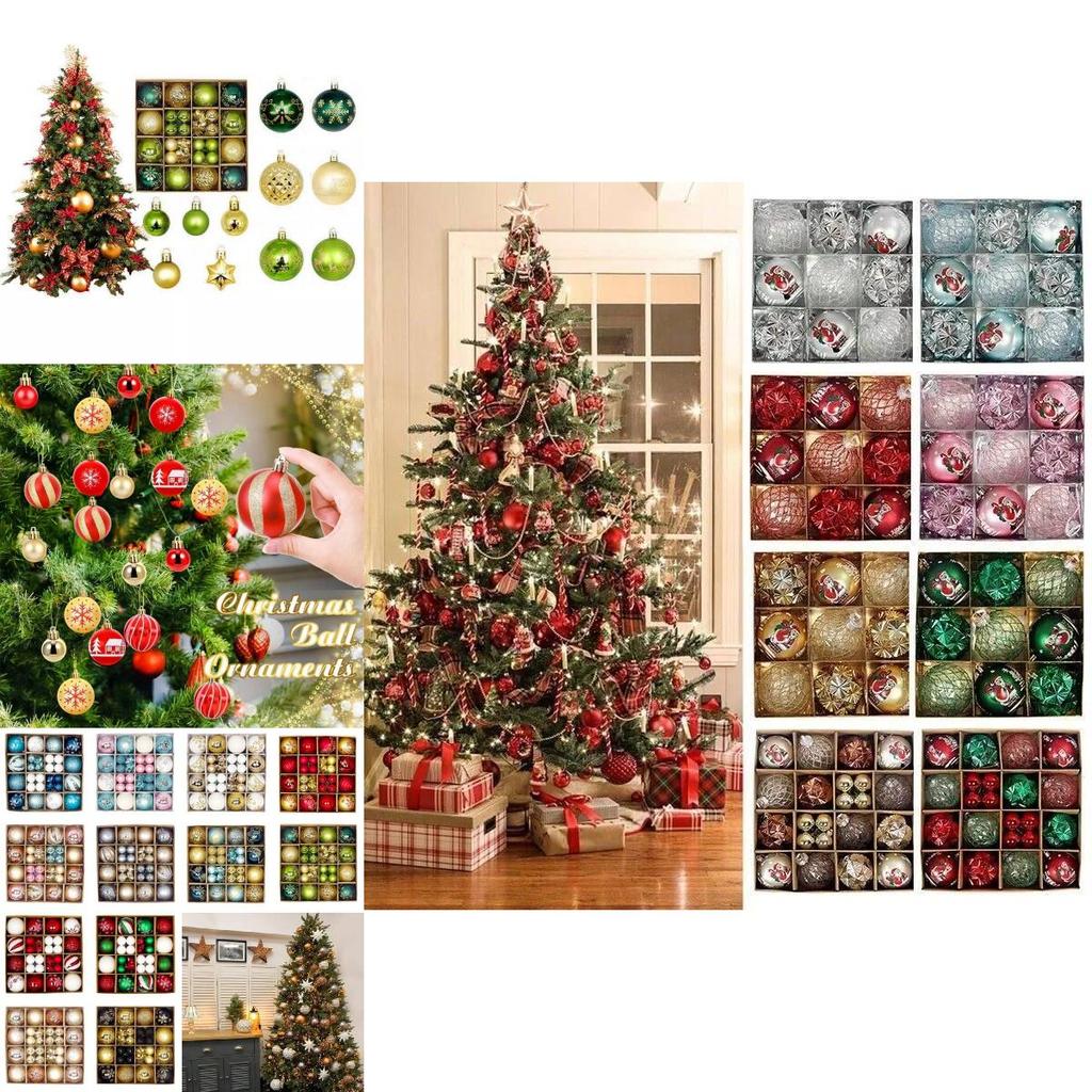 Charming 44 Piece Decorative Christmas Balls In Unique Shapes For Elegant Holiday Display