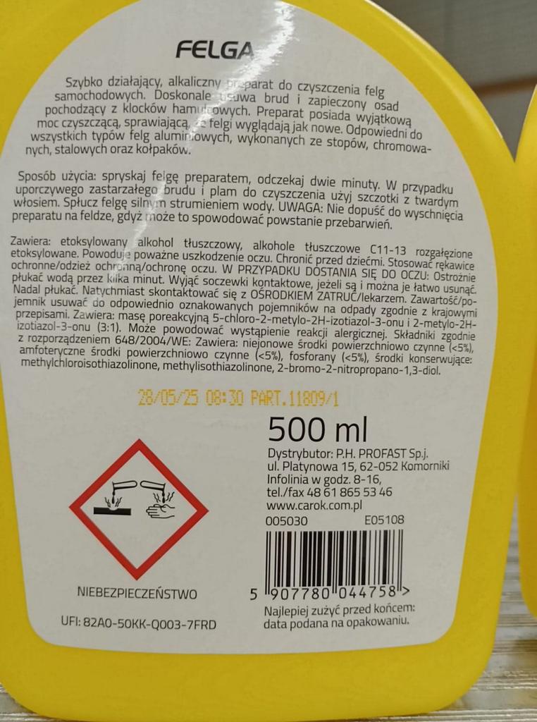 Detergente liquido per cerchi in alluminio 500ml