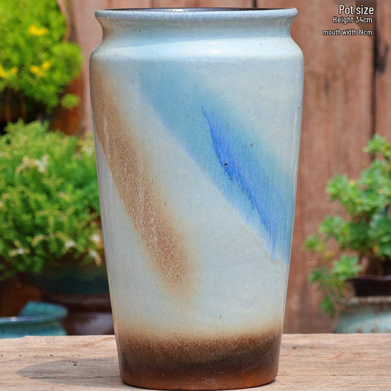 Handmade Large Purple Clay Ceramic Pot for Succulents and Bougainvillea – Breathable, Coarse Pottery Design for Living Room.