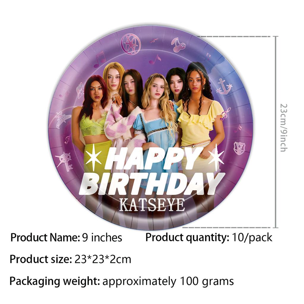K&Katseye Birthday Party Supplies For Kpop Decor Girl Fans Plate Cup Napkin Topper Balloon Party Decoration Baby Shower Gift