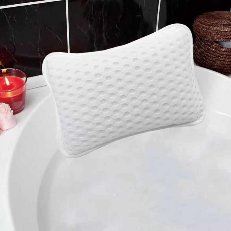 Bath Pillow with Easy-Dry Hook, Neck Support, 2 Anti-Slip Suction Cups