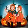 Set Costume di Zucca di Halloween per Bambini Ragazzi Ragazze Tuta Zucca Carina con Cappello e Sacchetto per Dolci Festa di Halloween Performance sul Palco