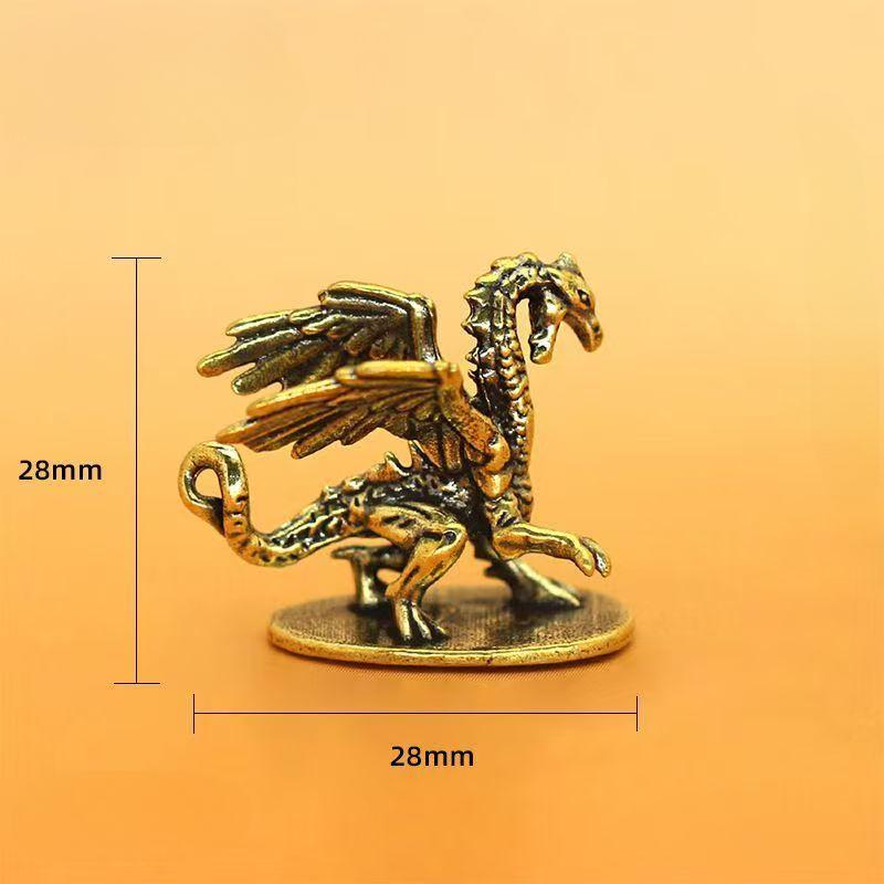 Mini Brass Ornament Demon Dragon Little Flying Dragon Statue Home Office Desk Decor Ornament Antique Handicrafts Gift Decoration