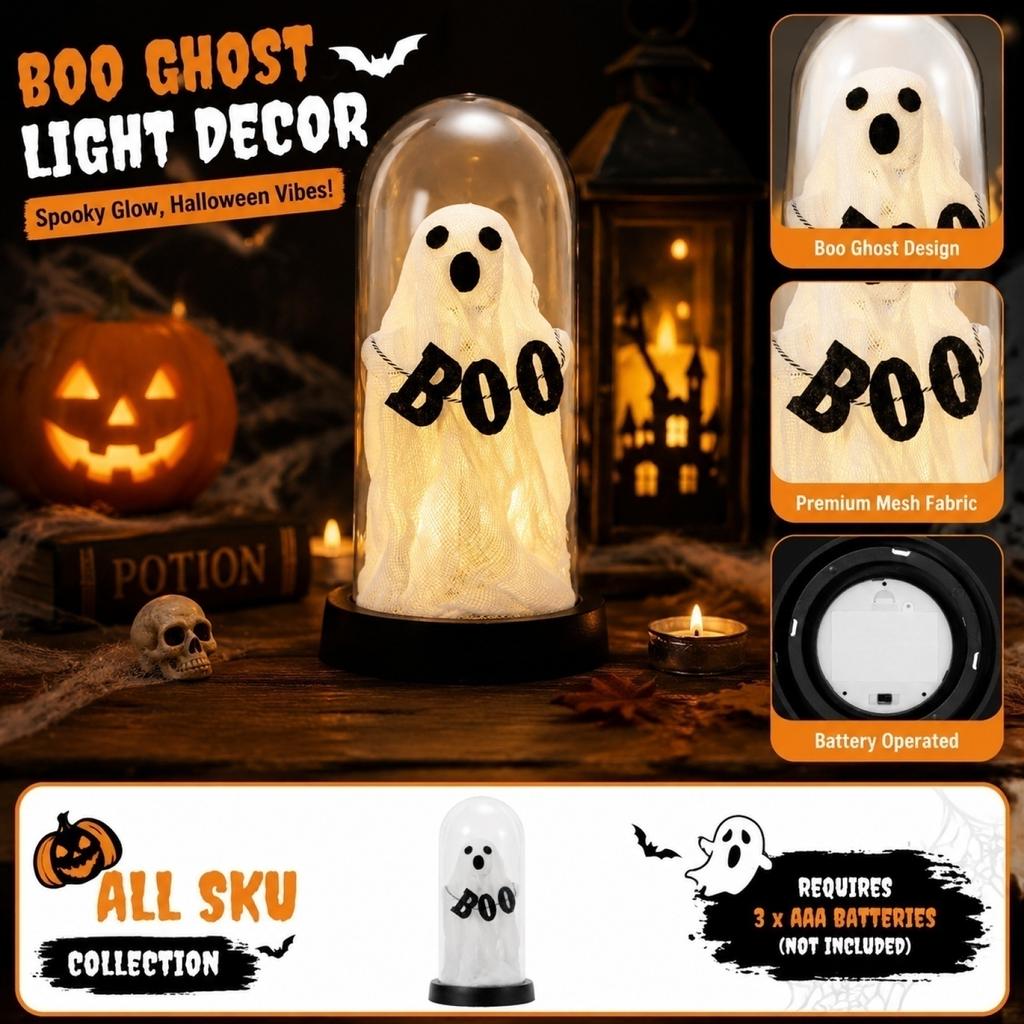 Halloween Light Tabletop Decoration Battery Operated Shaped Prop for Indoor Scene Setup