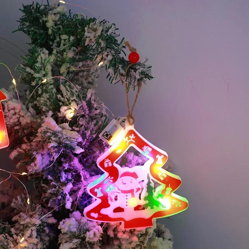 Christmas Tree Light String Window Lamp Hanging Ornament Santa Claus Decoration Lights Star Snowman Indoor Lights Tree Decor