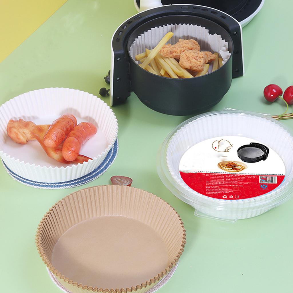 Air Fryer Disposable Paper Liner Circular, Air Fryer Paper Liner 20PCS, Oil Resistant, Waterproof, Food Grade Baking Paper for Roasting Microwave