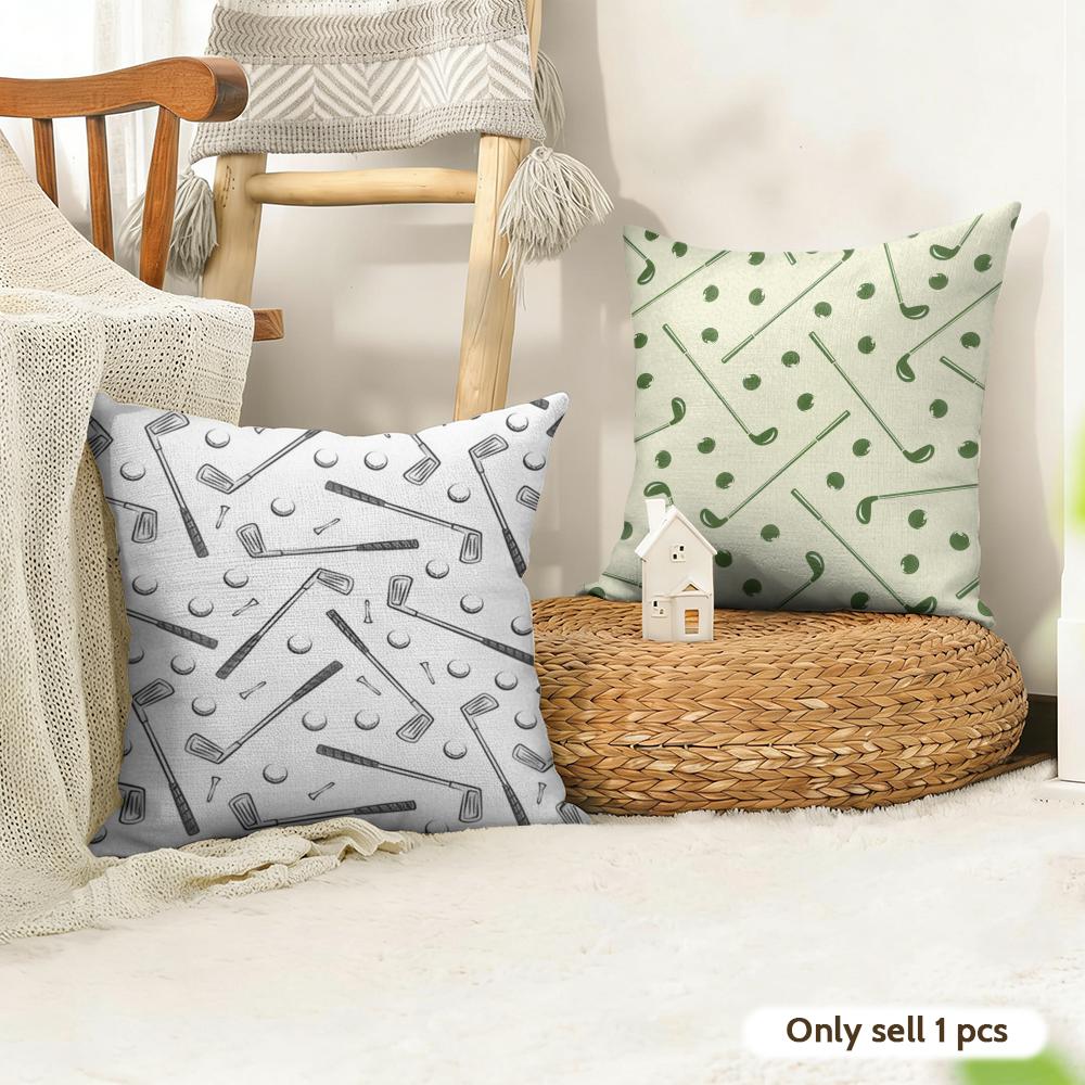 Funny Golf Cushion Cover Natural Linen Organic Fabric Double-Sided Printing Sofa Home Decor Gift Pillow Cover