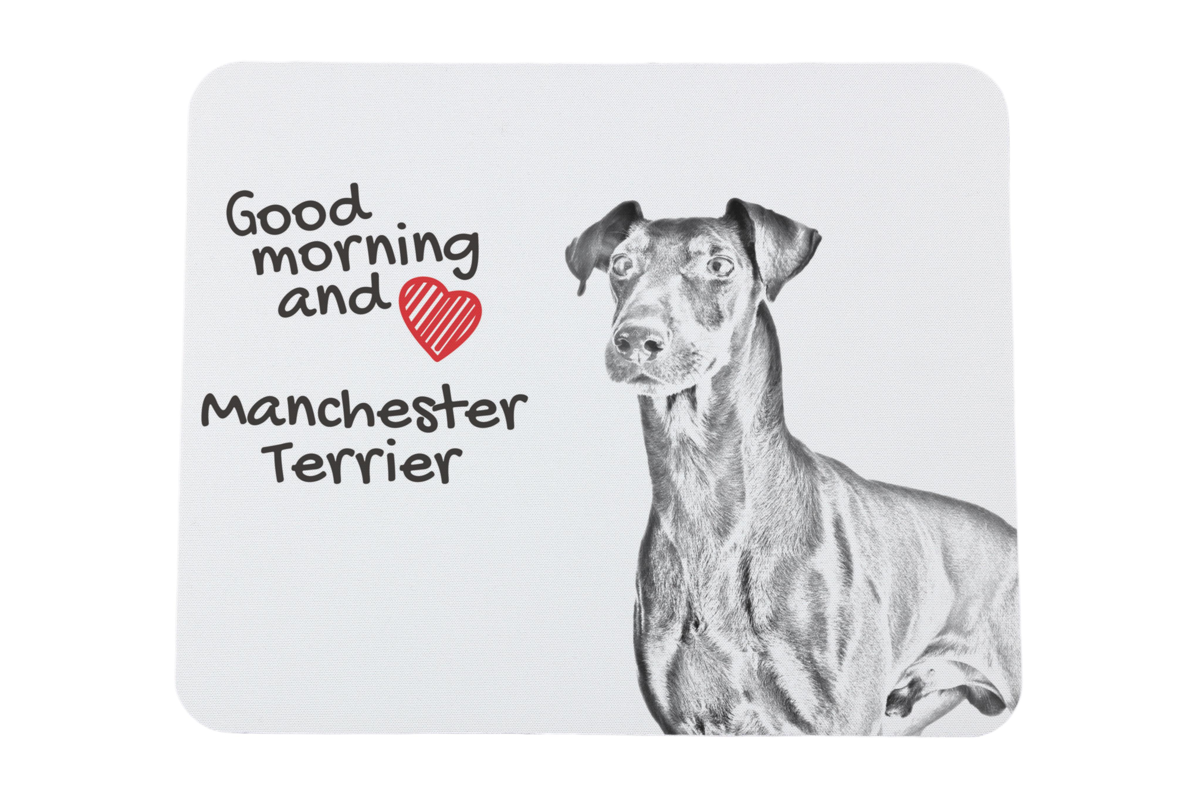 

Manchester Terrier - mouse pad with print, personalized dog-themed mouse pad, unique gadget for an office worker by Art-Dog brand білий