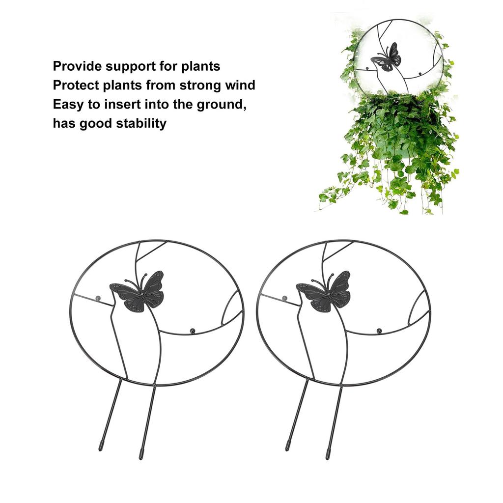 2PCS Flower Plant Support Stand Iron Climbing Frame for Home Garden Round Design