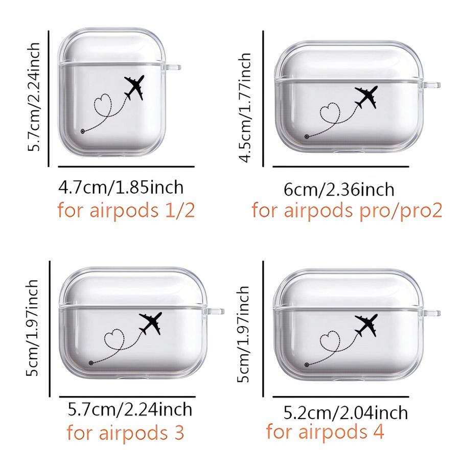 Case For Airpods Pro3 1 4 2 3 Pro2 Pro Clear Earphone Cases Cover Love Airplane Art