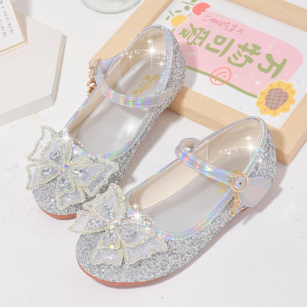 Girls' Crystal Princess Soft Sole Leather Shoes for Autumn 2026