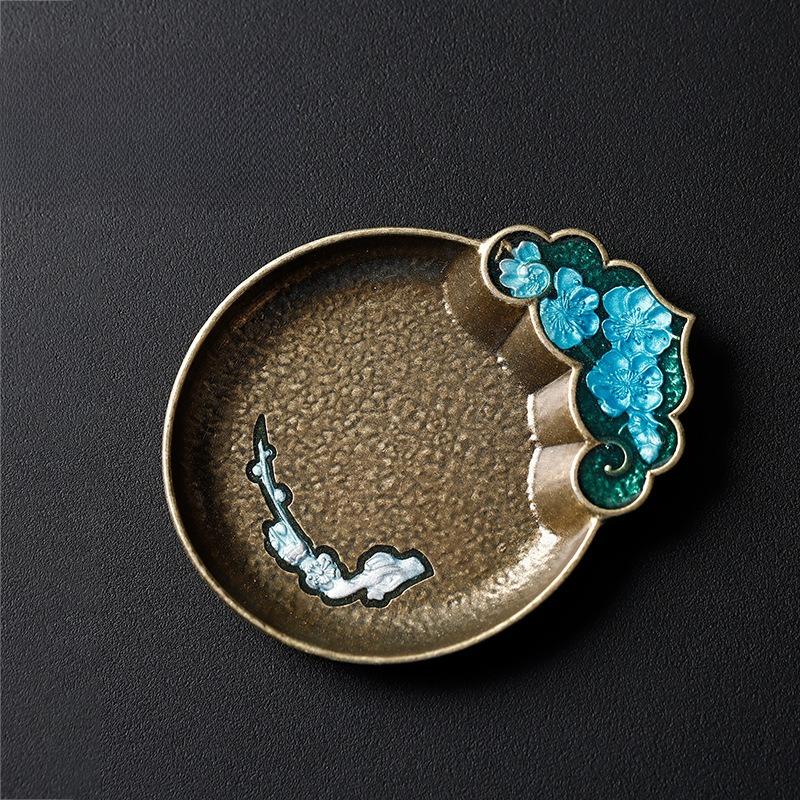 Japanese Antique Copper Coasters Retro Heat Insulation Cup Holder Mat Pad Chinese Kung Fu Gungfu Tea Ceremony Tea Trays Teaware