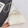 Neue Retro-Stil 3D Blumengesteppte Handtasche Metallverschluss Perlen-Tote Bag Elegante Abendtasche Kette Schulter Crossbody Clutch Tasche