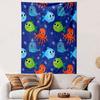 Cute Sea Creatures with Smiling Faces Patterned Tapestry Decorative Wall Hanging, Home Bedroom Living Room Decor