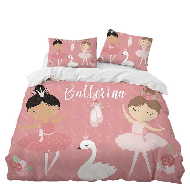 Girls Ballet Dance Duvet Cover Three-Piece Bedding 3D Printed Sheet Quilt Cover Pillowcase