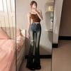 American Retro High Waist Flared Jeans - Women's Spring/Autumn Slimming Ripped Style