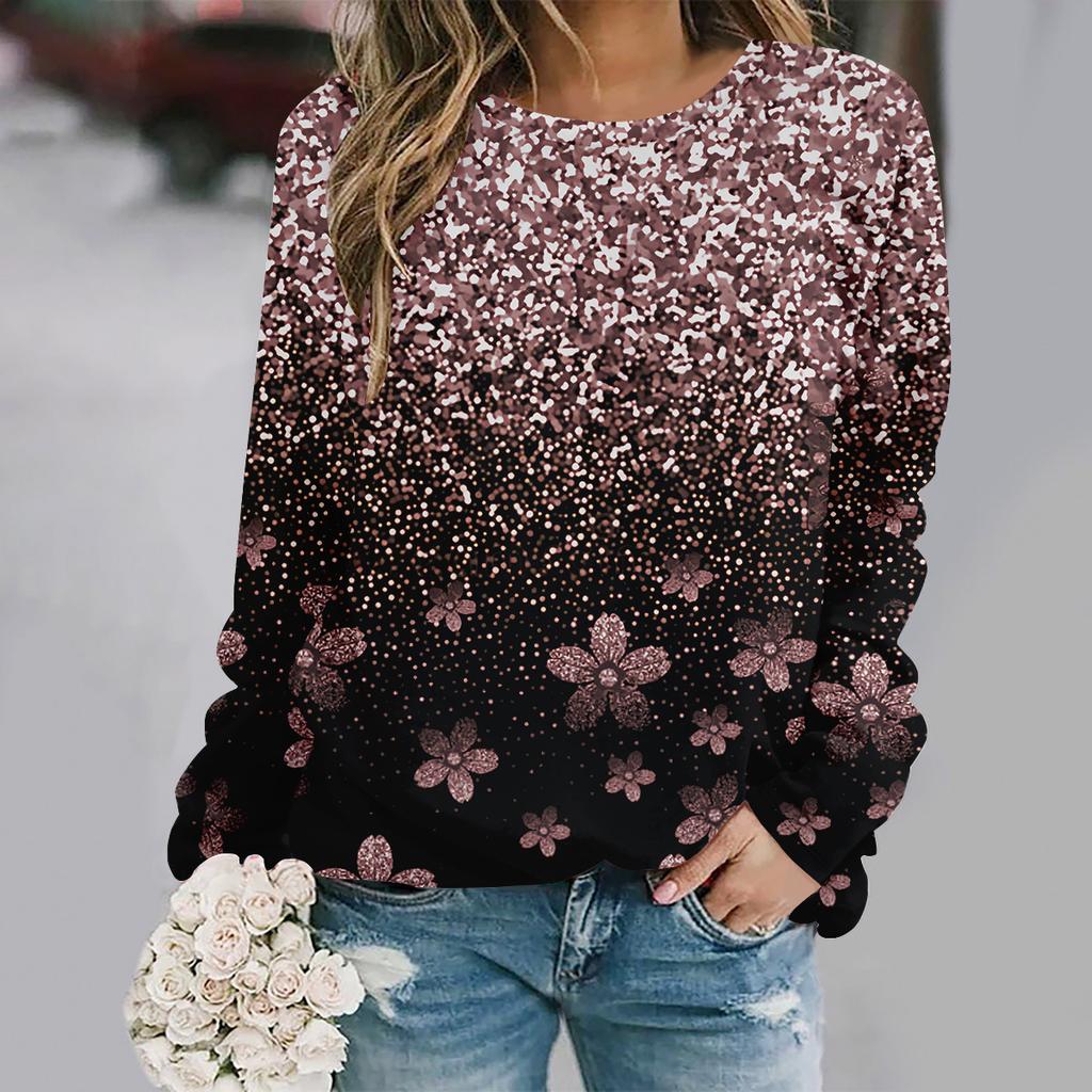 Podzimní a zimní nová móda kulatý výstřih dlouhý rukáv potištěná elegantní ležérní volná mikina