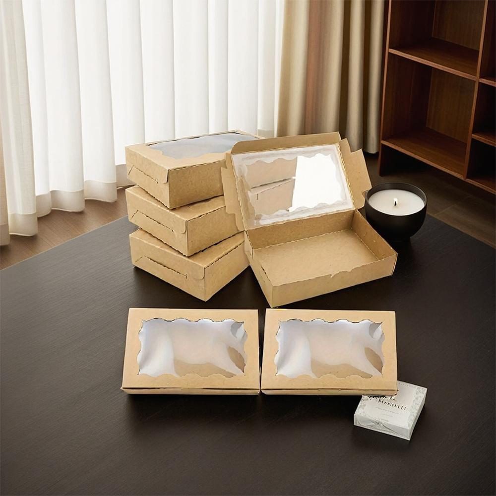 25pcs Premium Treat Boxes with Clear Window Kraft Paper Gift Box Gift Warp Boxes for Weddings Parties Valentine's Day Anniversaries Birthdays