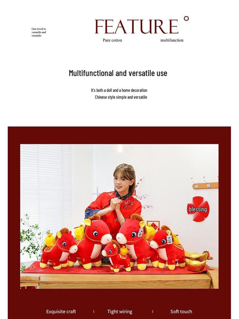 Jahr des Pferdes 2026 Tierkreis Plüschtier - Süßes Kissen für Kinder und Mädchen