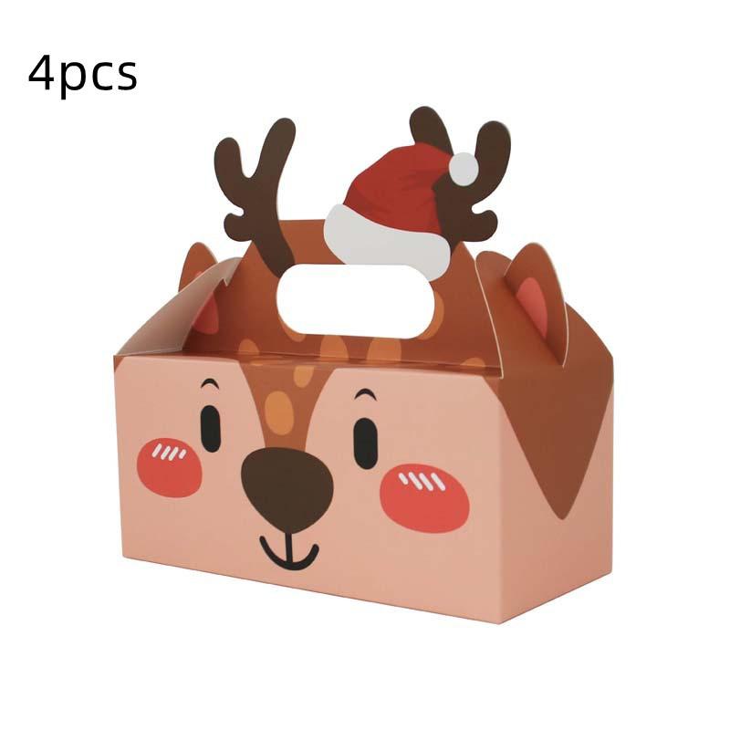 2024 4Pcs Cake Box Christmas Series Candy Box For Candy Biscuit Baking Apple Paper Box Cookie Gift Packaging Box Merry Christmas