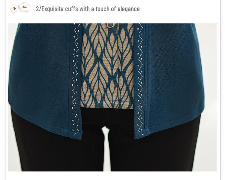Mom's Stylish Cotton Two-Piece Shirt Cardigan for Middle-Aged & Elderly Women - Spring & Autumn Fashion