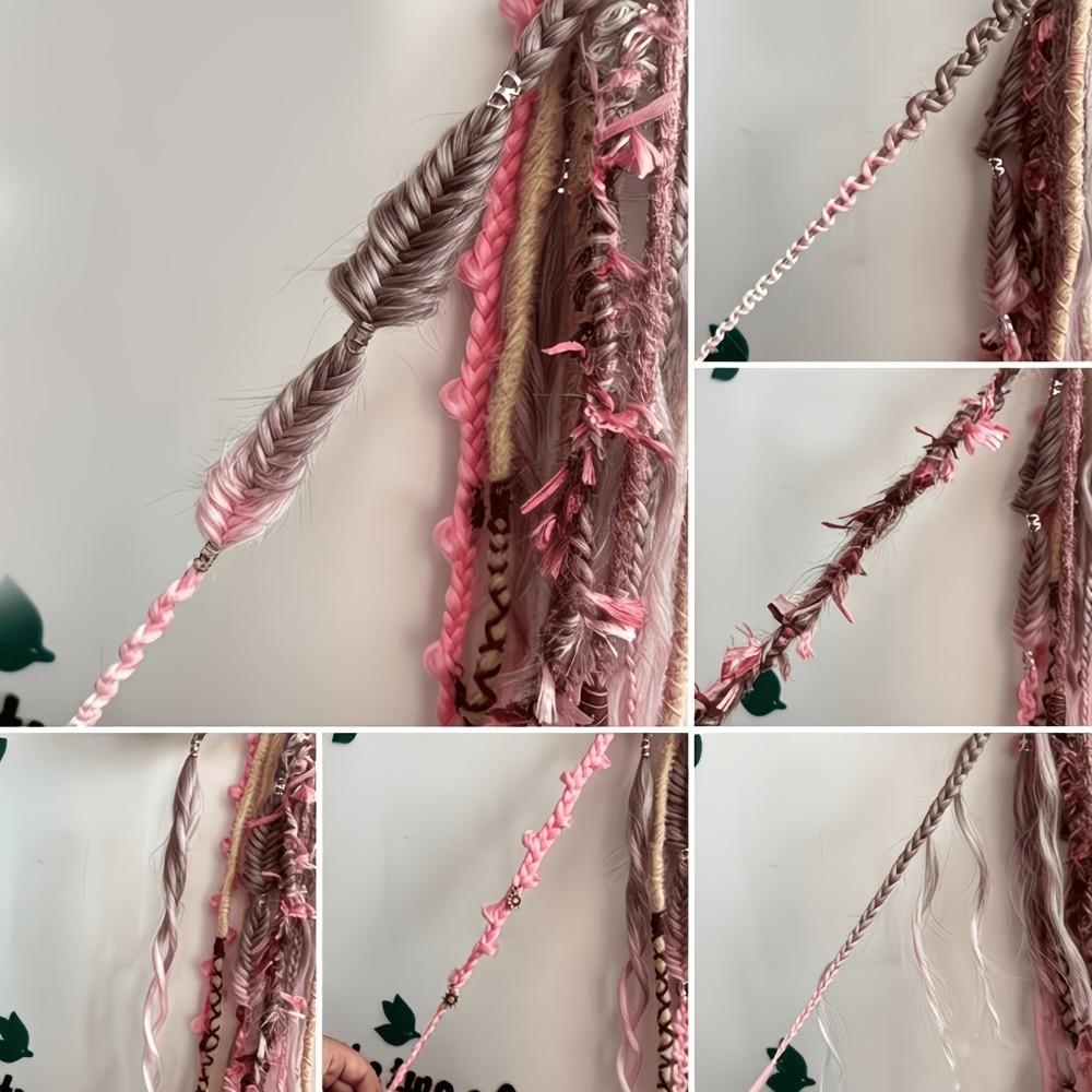 Ombre Textured Dreadlock Ponytail 24Inch Twist Braid Hairpiece Boho Women's Braided Wigs for Women