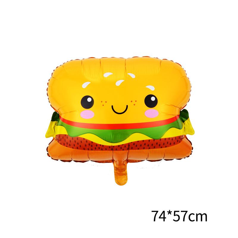 Chocolate Donut Balloon Birthday Burger Fries Pizza Balloon Hot Dog Party Aluminum Film Balloon Decoration