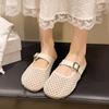 Hollow Woven Bag Head Half Slippers Women's Outer Wear 2025 Summer New Soft Bottom Breathable Lazy Casual Cool Slippers