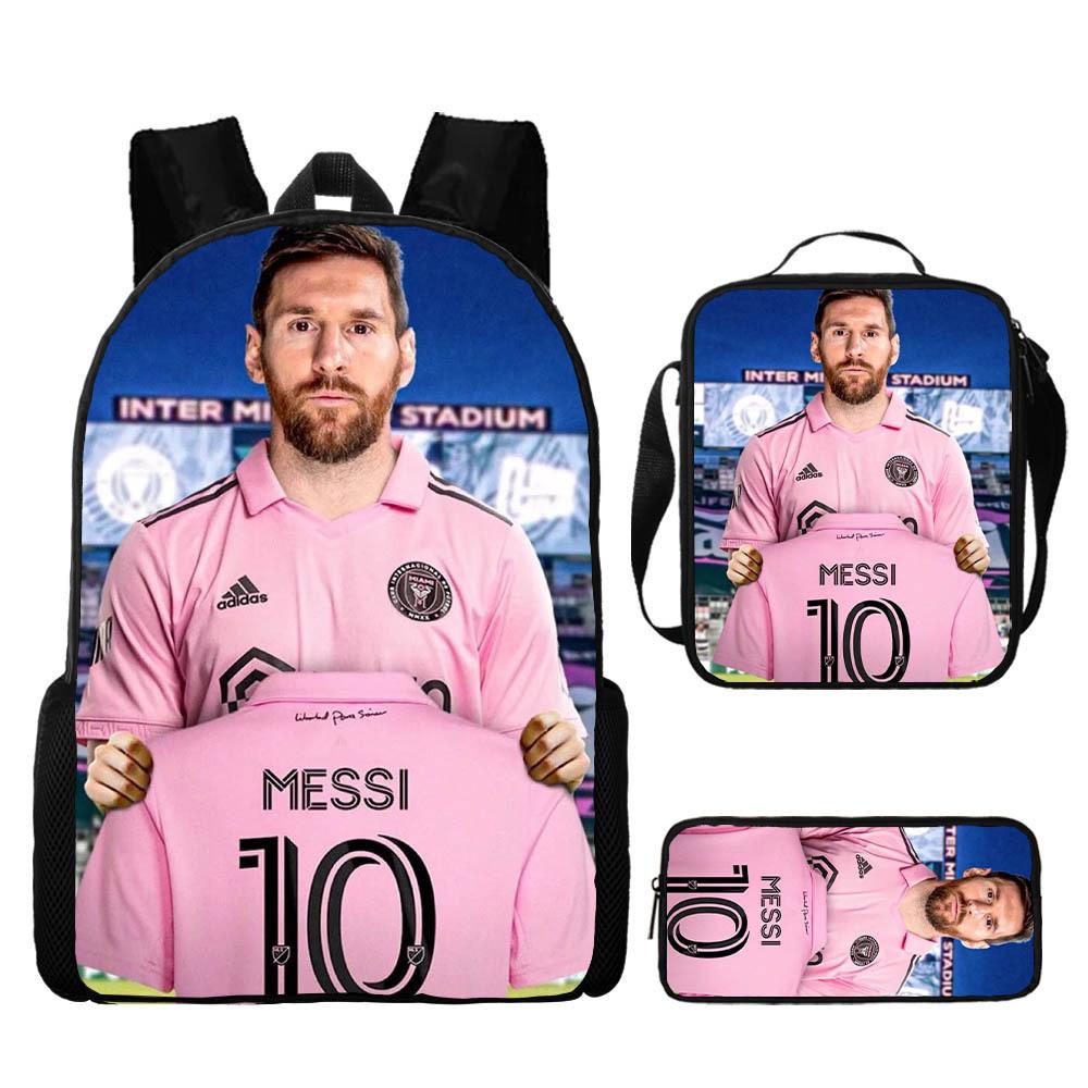 Cristiano Ronaldo Sport Backpack 3-Piece Set with Lunch Bag and Pencil Case, Middle School Student Casual Lightweight Bookbag