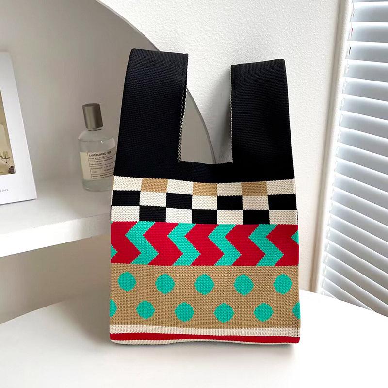 Colorful Knitted Handbags: Women's Fashion Shoulder Bags & Vest Waistcoat Styles