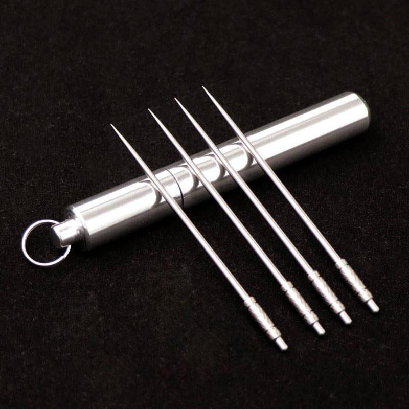 Portable Waterproof Titanium Alloy Mini Toothpick Holder Pill Capsule Case Carry Around Storage Camping Hiking Outdoor Tools