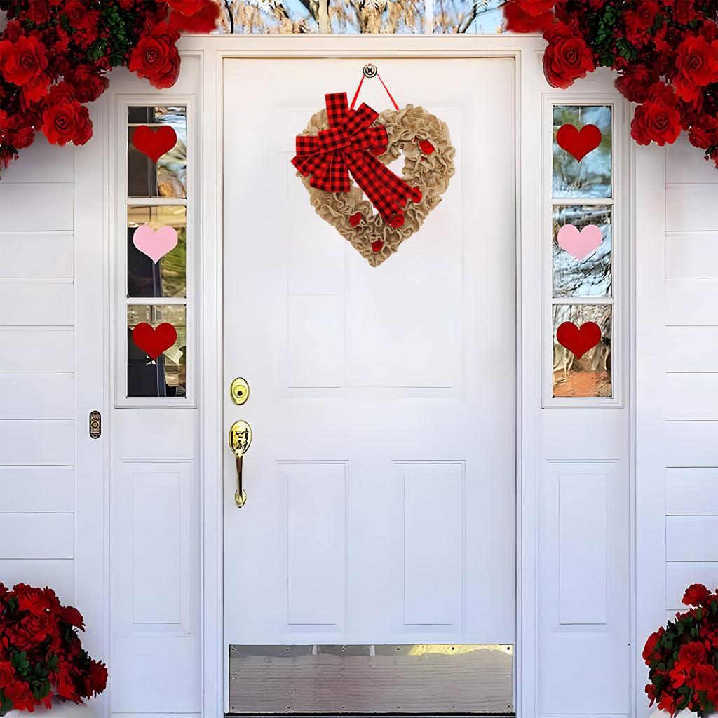 Valentine'S Day Flower Wreath Door Decoration Fabric Hanging Decoration, Confession Heart-Shaped Outfit