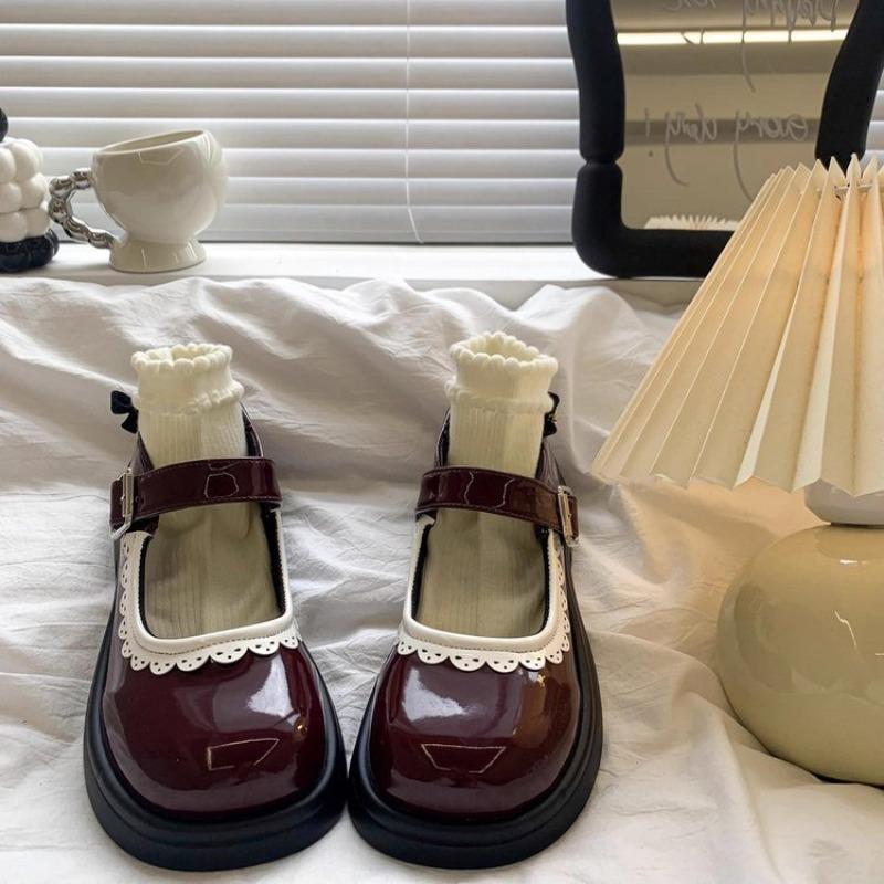 Fashion Woman Loafers Oxfords Shallow Mouth Female Footwear Round Toe Mary Janes Platform Slip-on Leather New Summer Shoes Women's