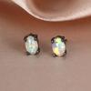 Wish European and American Ins Simple Style Oval Opal Stud Earrings Mini Cute Versatile Girl Heart Earrings