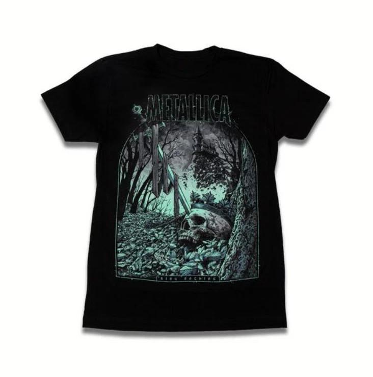 Metallica King Nothing Постер Арт Череп Лес Графика Хэви-метал Группа Унисекс Футболка XXXL