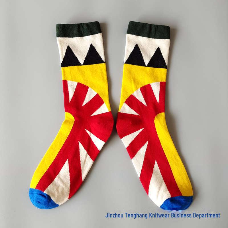 Șosete la modă cu pictură în ulei franceză: Șosete de vițel colorate, cu tub mediu-înalt, de nișă, la modă pentru femei