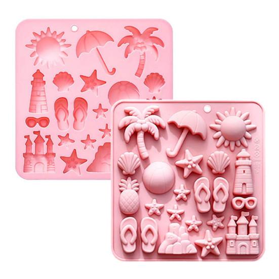 2Pcs Silicone Chocolate Baking Mold Summer Ocean Theme Shell Starfish Conch Jelly Molds Candy Making Supplies