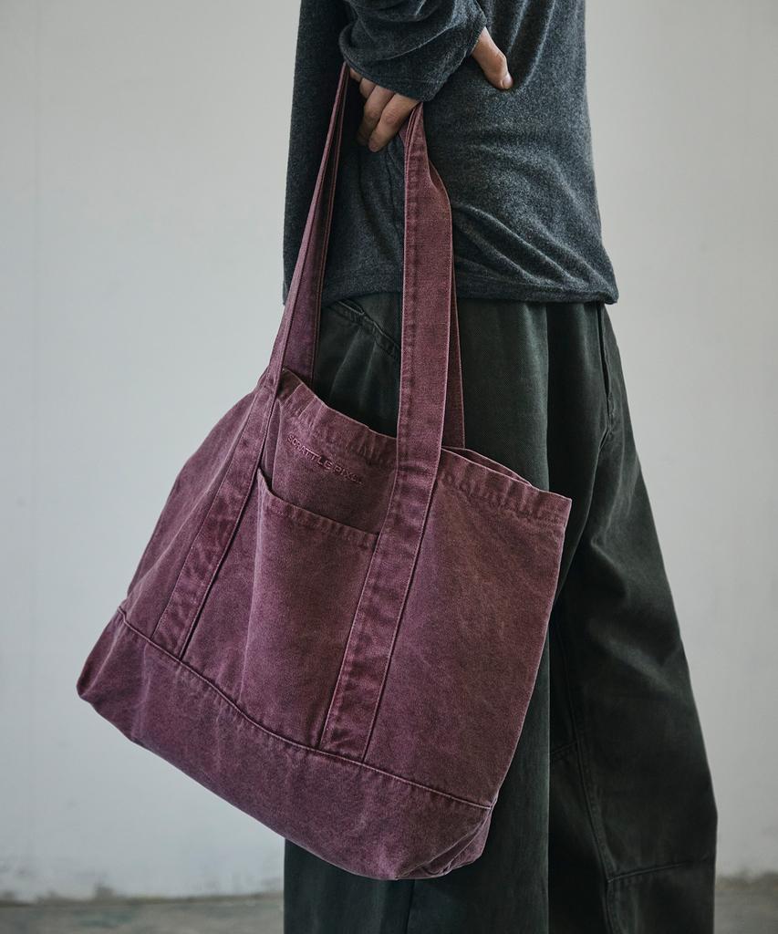 Scrattle_Pixel Vtg Dust Washed Tote Bag [Wine]