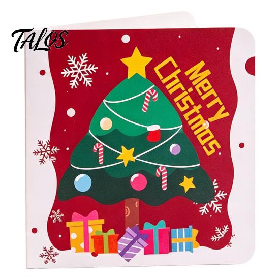 Xmas Message Cards 10Pcs Merry Christmas Greeting Set, Folding Cartoon Blank Note Cards, Festive Blessing for Holiday Gift