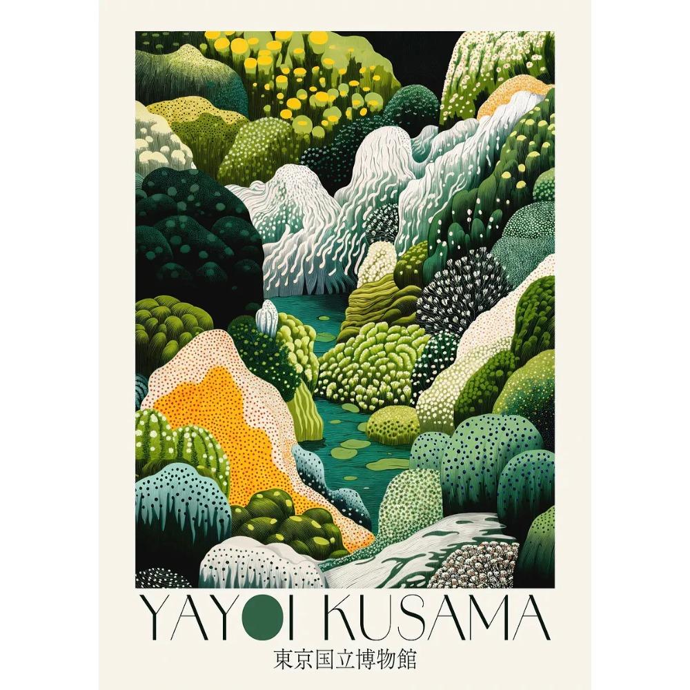 Japanese Famous Artist Yayoi Kusama Polka Dot Poster Exhibition Abstract Prints Canvas Painting Wall Art Picture Home Room Decor