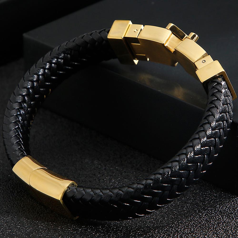 Wholesale Genuine Leather Man Bracelet  Armband Heren with Magnet Clasp Button Elegant Bracelet for Men Logo Name Engraveable