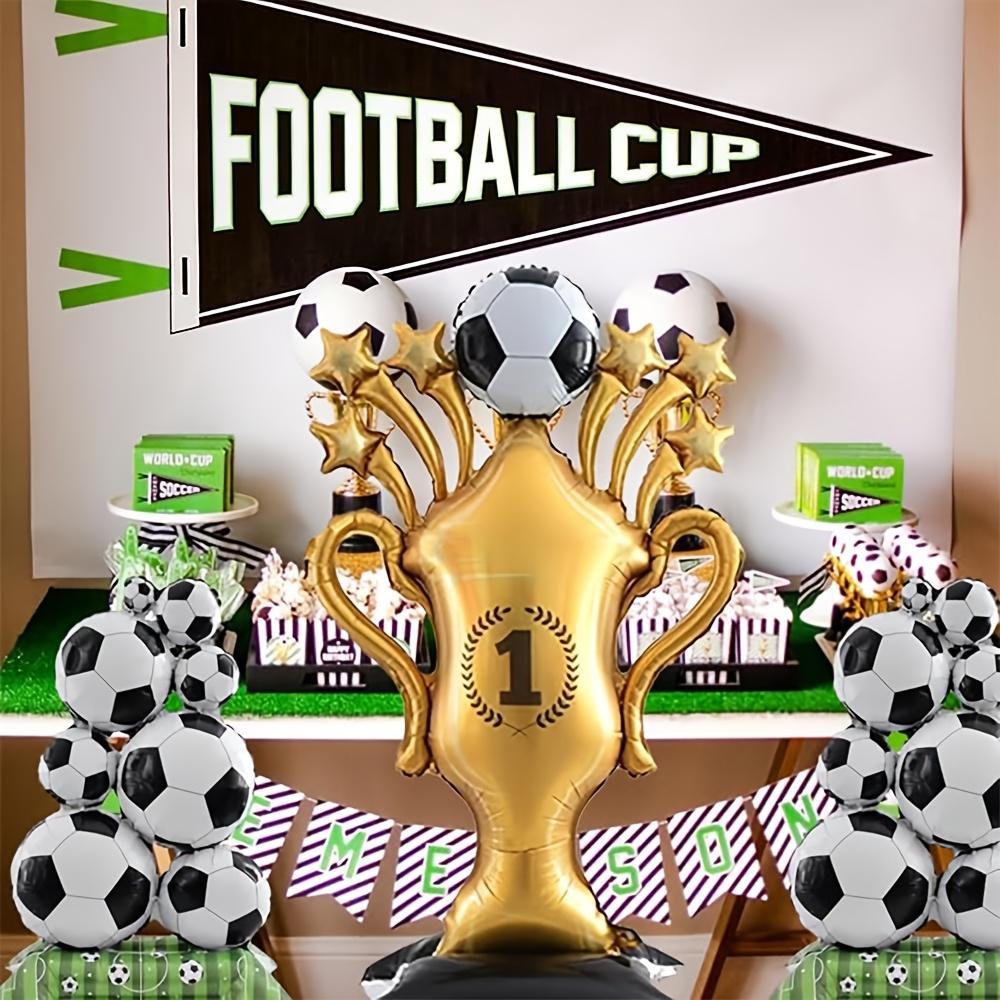 3-Pack Sports Celebration Mylar Balloons, Creative Standing Football & Golden Trophy Foil Balloon Bundle, High-Quality Metallic