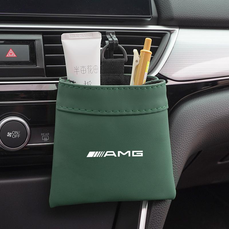 Car Air Outlet Storage Bag Leather Organizer Box Accessories Car Hub Cap For Mercedes Benz AMG W214 W205 W204 W206 W213 W212 W21