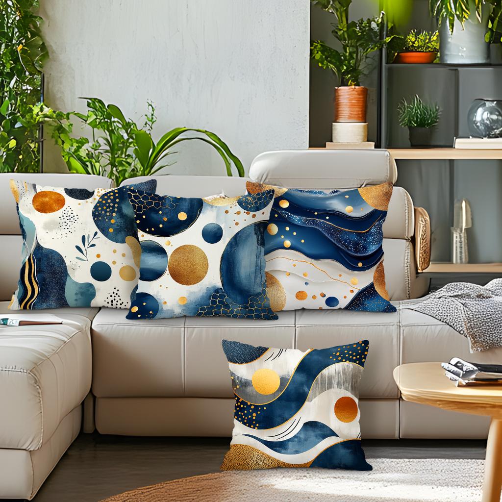 Blue Abstract Geometry Cushions Pillowcase Polyester Cushion Cover Throw Pillow Sofa Decoration Pillowcover Home Room Decor