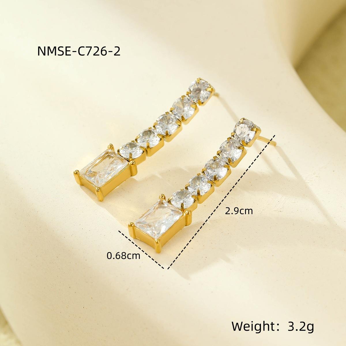 GEMCHIC Women s Square Tassel Zircon Stainless Steel Earrings Luxury Fashion Drop Earrings for Women