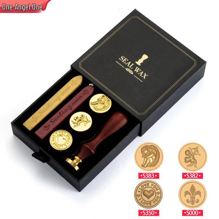 Creative Retro Wax Sealing Stamp Set - Includes Stamp, Wax Granules, and Fire Paint for Envelopes & Gifts.